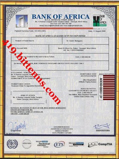 Deposite certificate